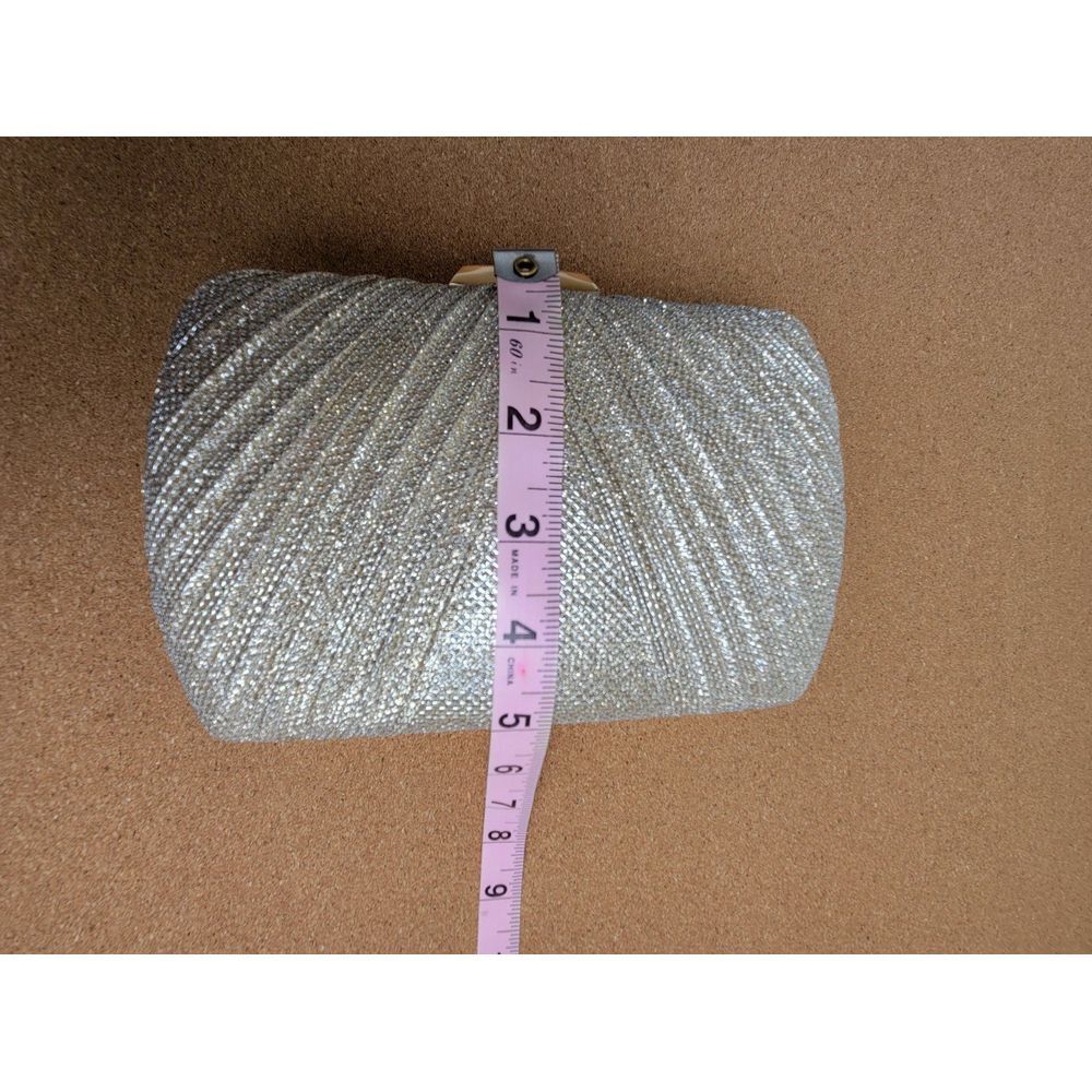 gold evening bag with chain or cord strap - Picture 8 of 12